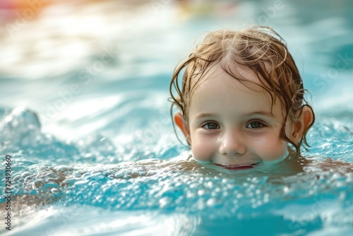 Happy child in a water park...