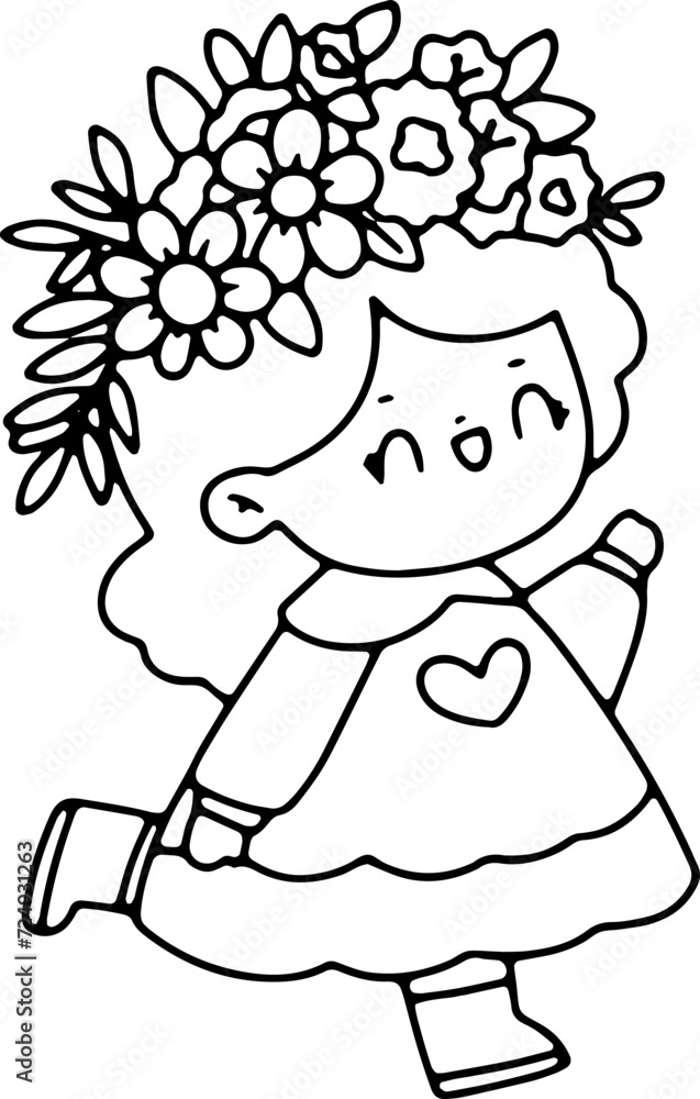 Spring, cute, children and flowers easter bunny hand painted illustration Spring, cute, children and flowers easter bunny hand painted illustration