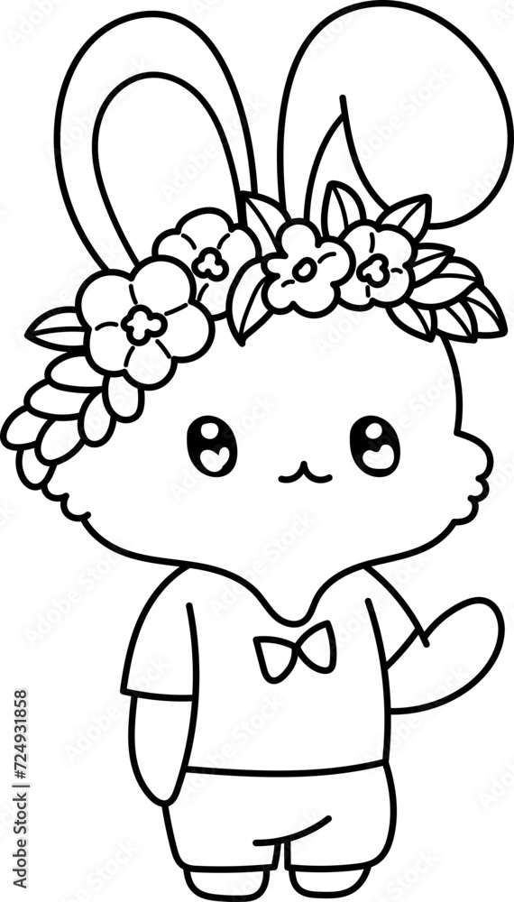 Spring, cute, children and flowers easter bunny hand painted illustration Spring, cute, children and flowers easter bunny hand painted illustration