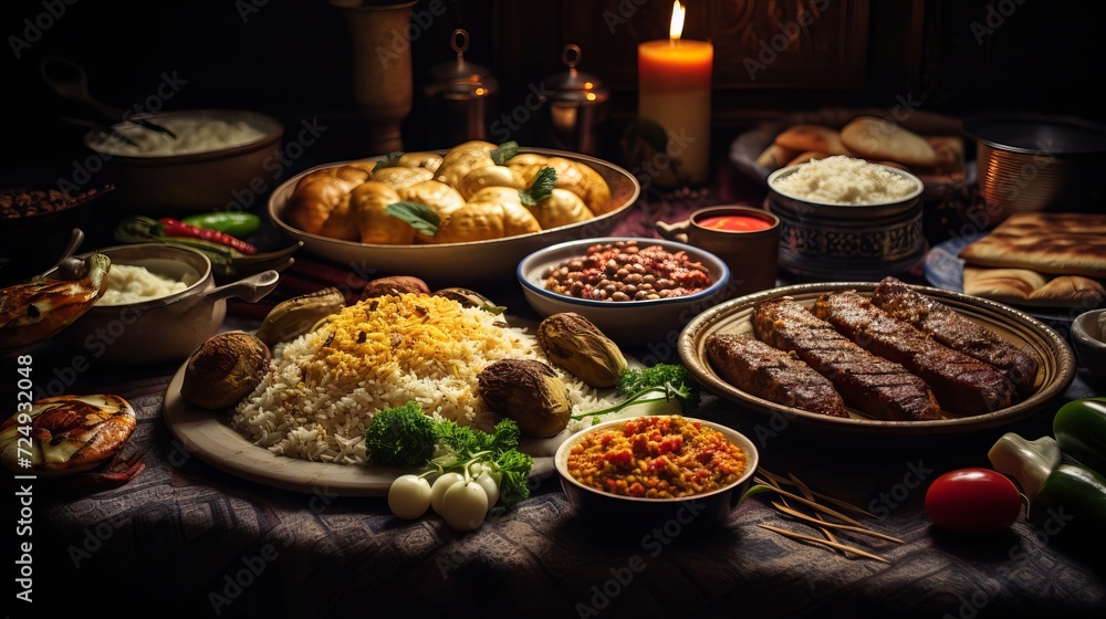 Iftar food photo landscape photography, generative ai Iftar food photo landscape photography, generative ai