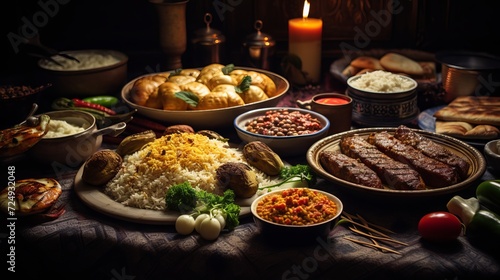 Iftar food photo landscape photography, generative ai