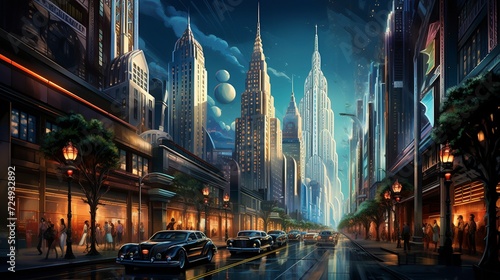 Urban Elegance: Classic Cars and Modern Cityscapes © Paul