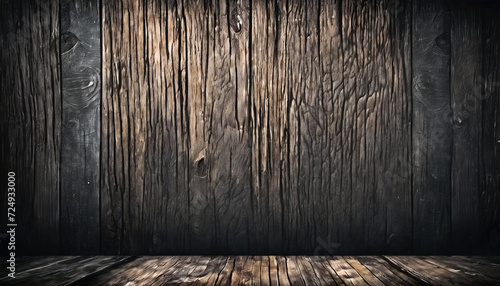 Oscura Nobiltà- Texture Grezza in Legno Nero su Sfondo in Legno Scuro photo