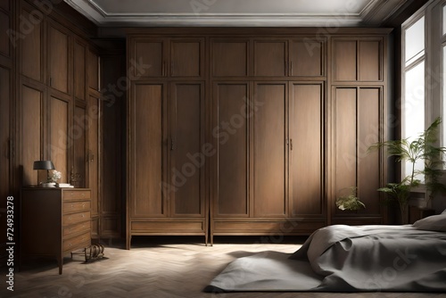 Eastern Inspired Master Bedroom Wardrobe, Vray Style, Neoclassical Simplicity, Contrasting Light and Shadow, Helene Knoop, Wood, Eastern Spice Tones, Classic Modern photo