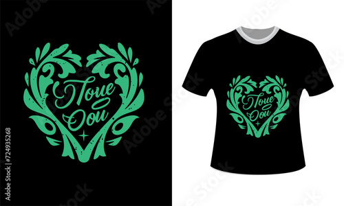 Happy Valentine’s Day T-shirt design, typography, flower, leaf, colorful, unique, love 2024 