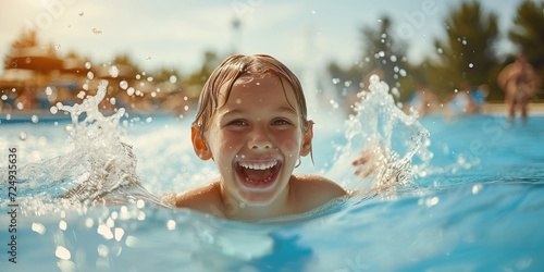 Happy child in a water park...