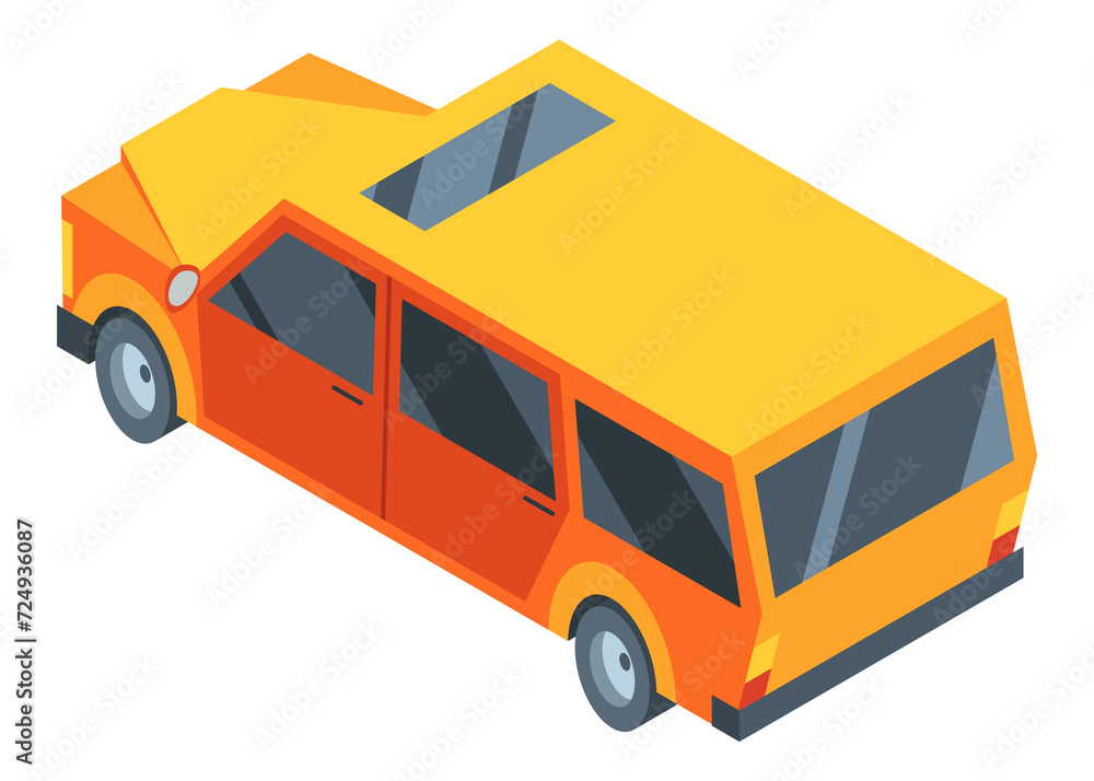 City isometric car icon. flat colorful automobile. Graphic design element. Urban transport illustration City isometric car icon. flat colorful automobile. Graphic design element. Urban transport illustration