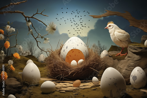 Easter background, Surrealist Poetry Illustrations