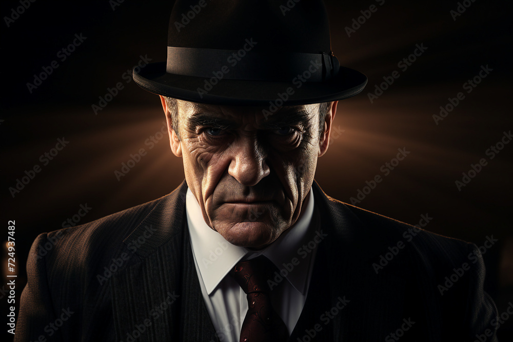 Generative AI portrait image of a confident senior man professional boss isolated on dark background Generative AI portrait image of a confident senior man professional boss isolated on dark background