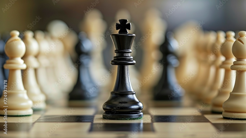A Lone Black King Pawn Positioned in the Center Surrounded by White Chess Pieces A Lone Black King Pawn Positioned in the Center Surrounded by White Chess Pieces