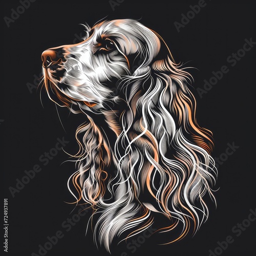 Minimalist Line Drawing T-Shirt Design Featuring an Abstract Cocker Spaniel Dog
