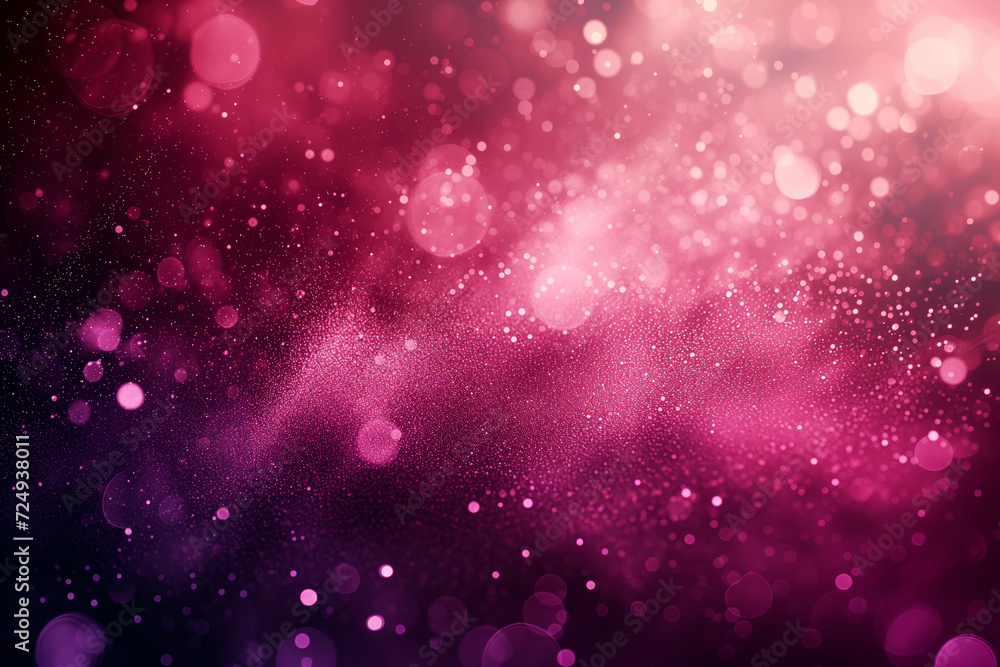 Abstract glittery banner with pink shining particles on back background, sparkling light. Abstract glittery banner with pink shining particles on back background, sparkling light.