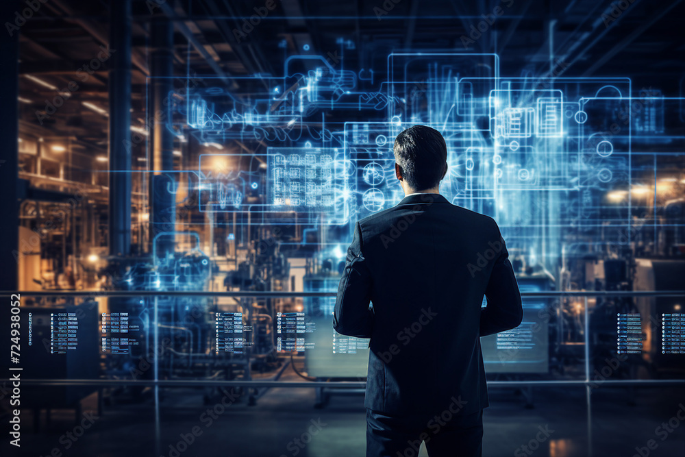 Ai generated image of factory engineer professional industrial worker computer control Ai generated image of factory engineer professional industrial worker computer control