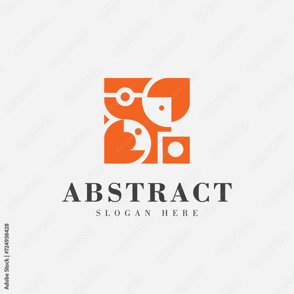 abstract logo design with an orange box shape