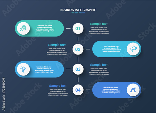 Wallpaper Mural Business infographic design template with 4 options, steps or processes. Can be used for workflow layout, diagram, annual report, web design	 Torontodigital.ca