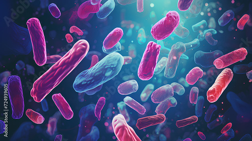 Microscopic  bacteria.  Escherichia coli bacteria cells , illustration. photo
