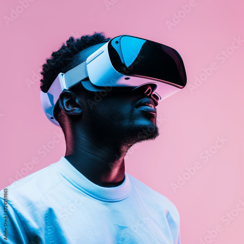 AI generated black man wearing vr glasses