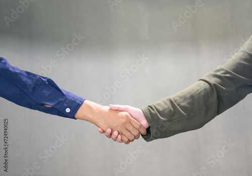 Men and women shake hands and agree.