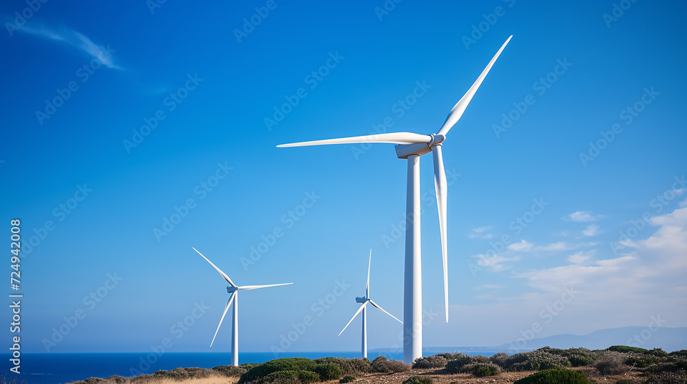 Fototapeta premium Wind turbines wind power plant, alternative energy and sustainability concept.