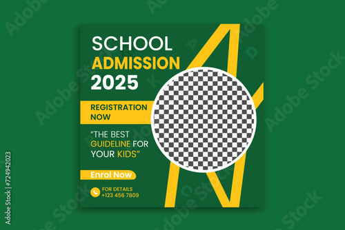 School Admission social media post, Banner design