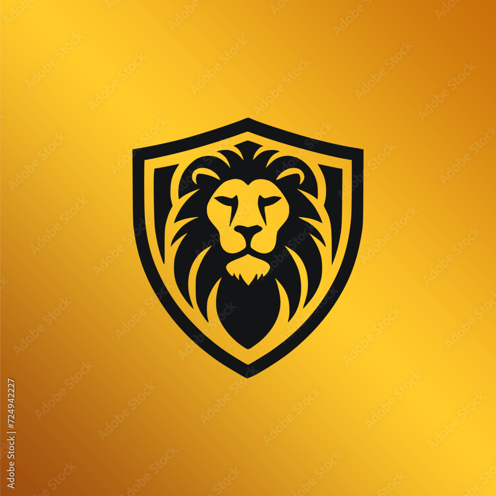 Fototapeta premium lion head and shield design