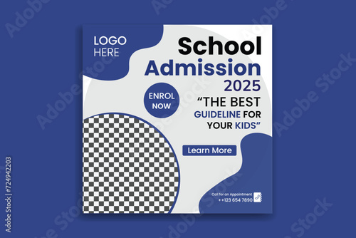 School Admission social media post, Banner design