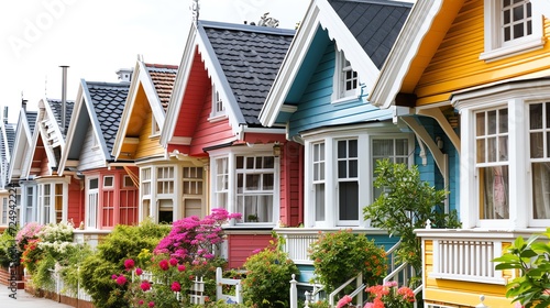 Colorful Suburban Homes in Cul-de-Sac photo