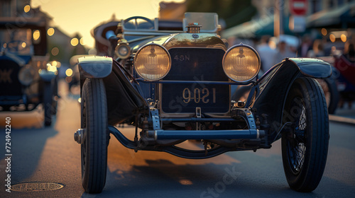 An antique car exhibition under soft evening light. © Luca