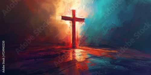 bright illustration of christian cross