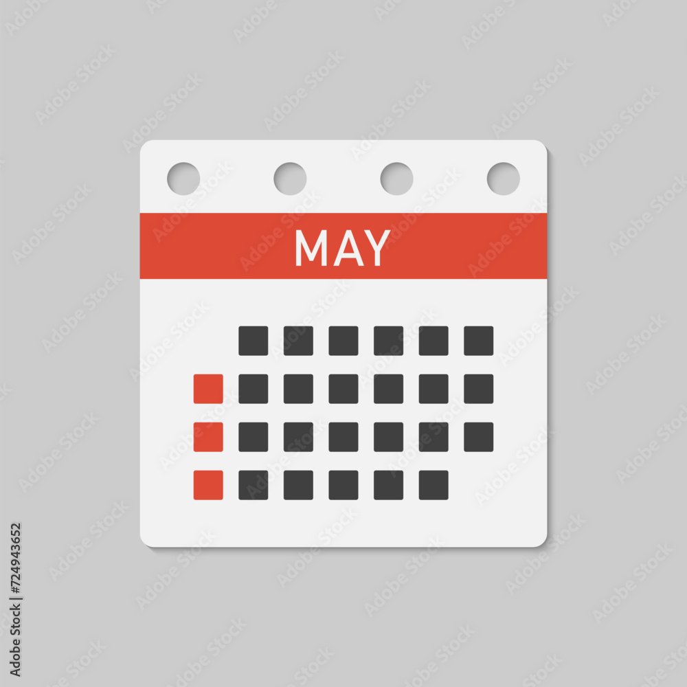 Vector template icon page calendar, month May Vector template icon page calendar, month May