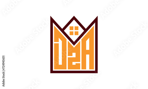 DZA initial letter real estate builders logo design vector. construction ,housing, home marker, property, building, apartment, flat, compartment, business, corporate, house rent, rental, commercial