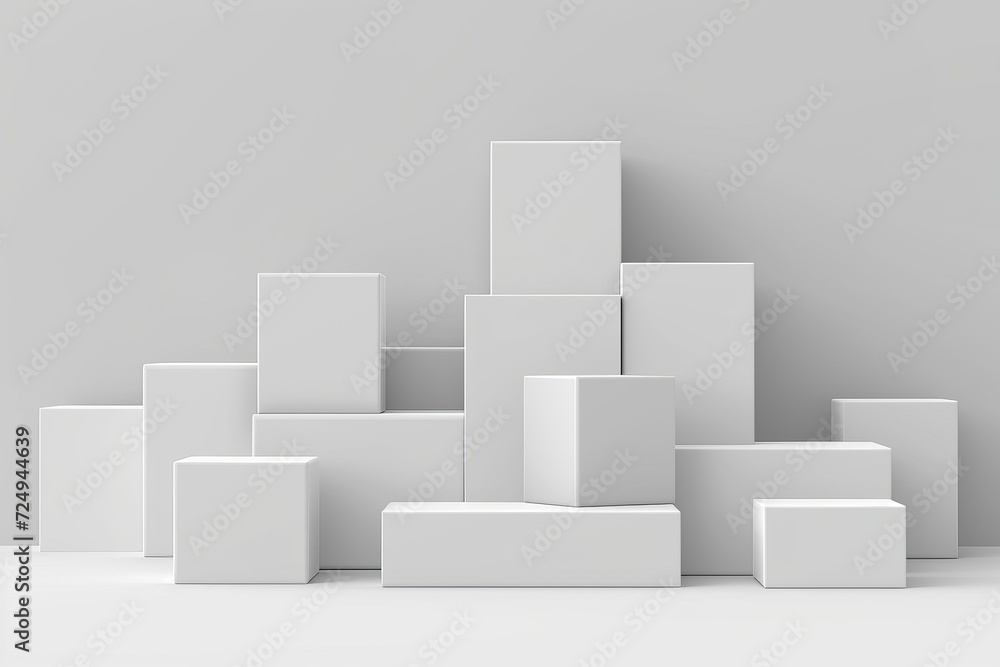White geometric shapes composition. Minimal abstract background. 3d rendering. White geometric shapes composition. Minimal abstract background. 3d rendering.