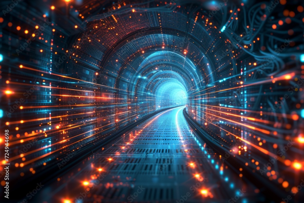 Obraz premium Futuristic technology tunnel