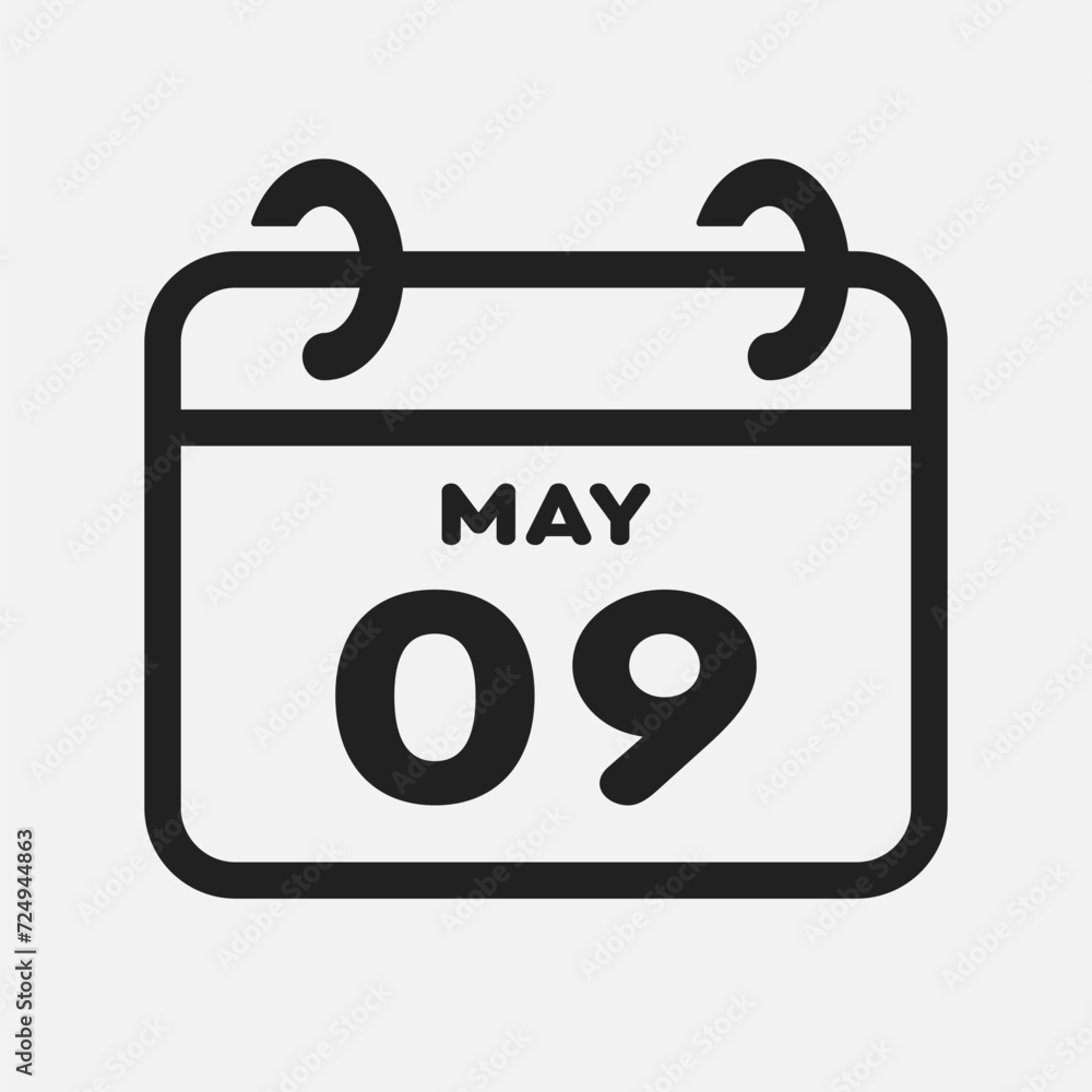 Icon page calendar day - 9 May Icon page calendar day - 9 May
