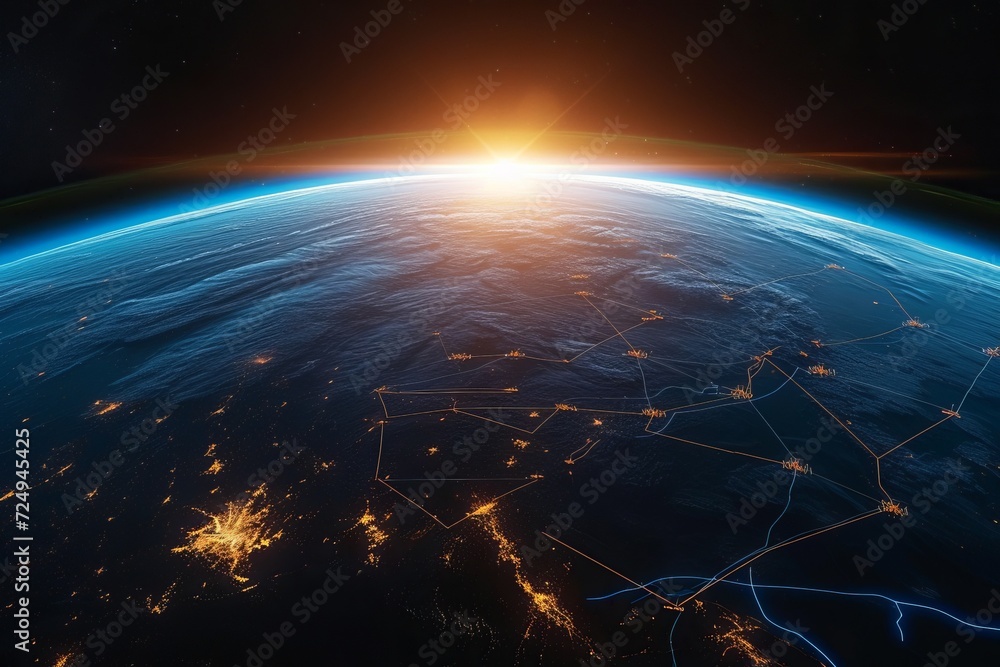 Obraz premium The Earth from space showing major population centers and energy grids