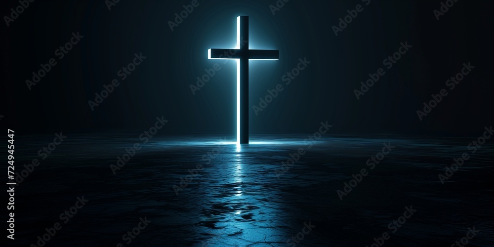 Glowing cross in the dark