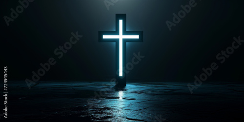 Glowing cross in the dark