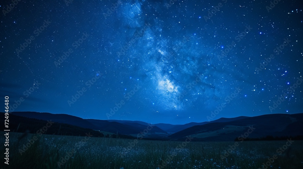 Starry Night Sky Over Rural Field Starry Night Sky Over Rural Field
