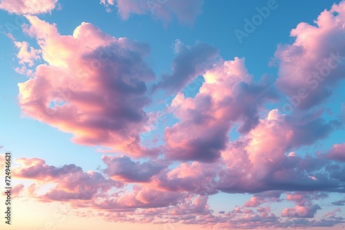 Beautiful sunset sky with pink clouds