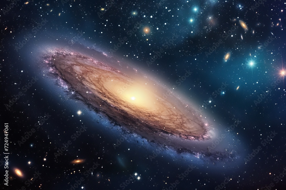 Fototapeta premium Amazing spiral galaxy with stars and dust in deep space