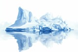 Arctic Icebergs and Reflections: A Cool Toned Digital Illustration of Polar Regions