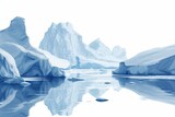Arctic Icebergs and Reflections: A Cool Toned Digital Illustration of Polar Regions