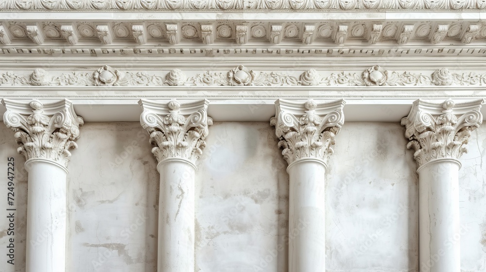 Fototapeta premium White classical columns in the interior