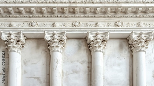White classical columns in the interior photo
