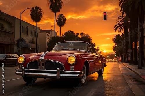 car at sunset