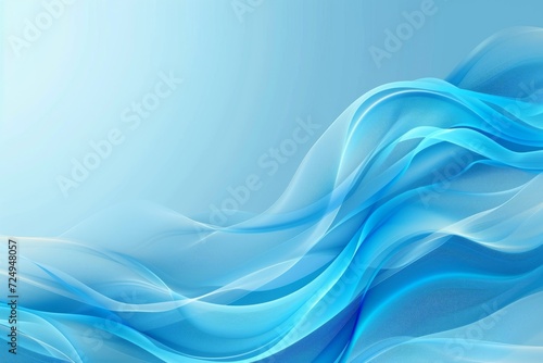 Blue abstract background with smooth and soft wavy lines