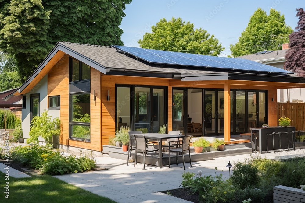 Discover the allure of a suburban dream home, showcasing contemporary architecture and eco-friendly features. This passive and energy-efficient house boasts generous insulation, efficient windows, 