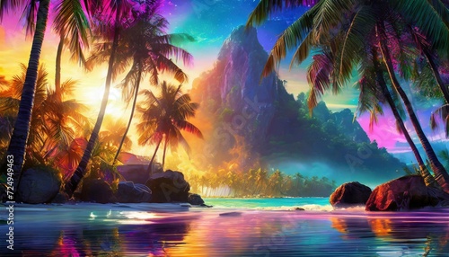 tropical island at sunset © Muhammad Faizan