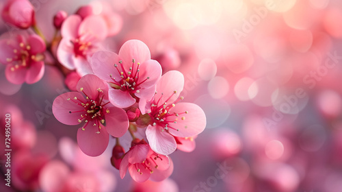 Sakura flowers cherry blossom on blur background. © Mujahid