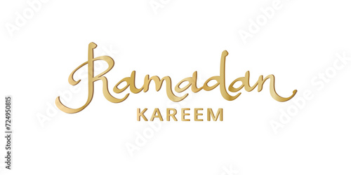 Ramadan kareem hand drawn calligraphy. Golden ramadan word isolated on transparent background. Arabic style lettering. For muslim holidays banners, cards, social media posts. Vector.